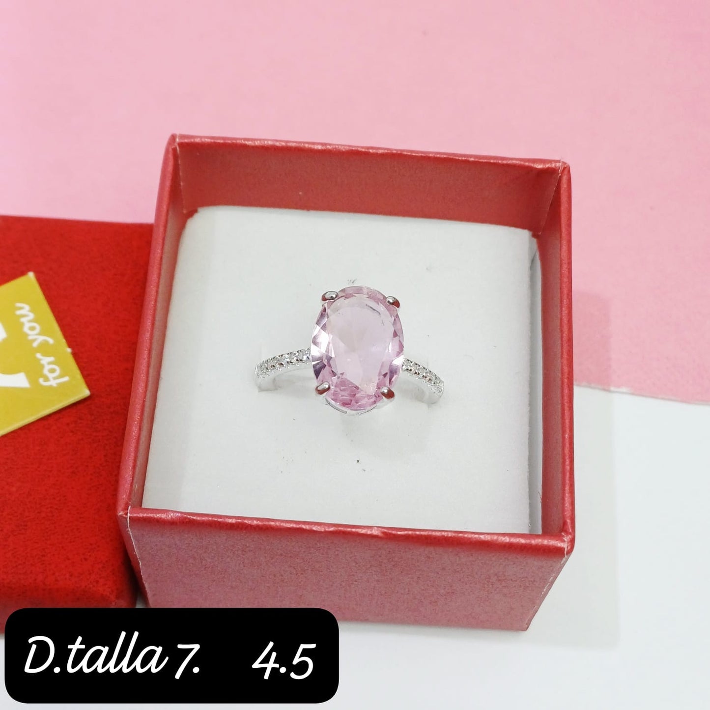 Anillo ovalado rosado | 7 US