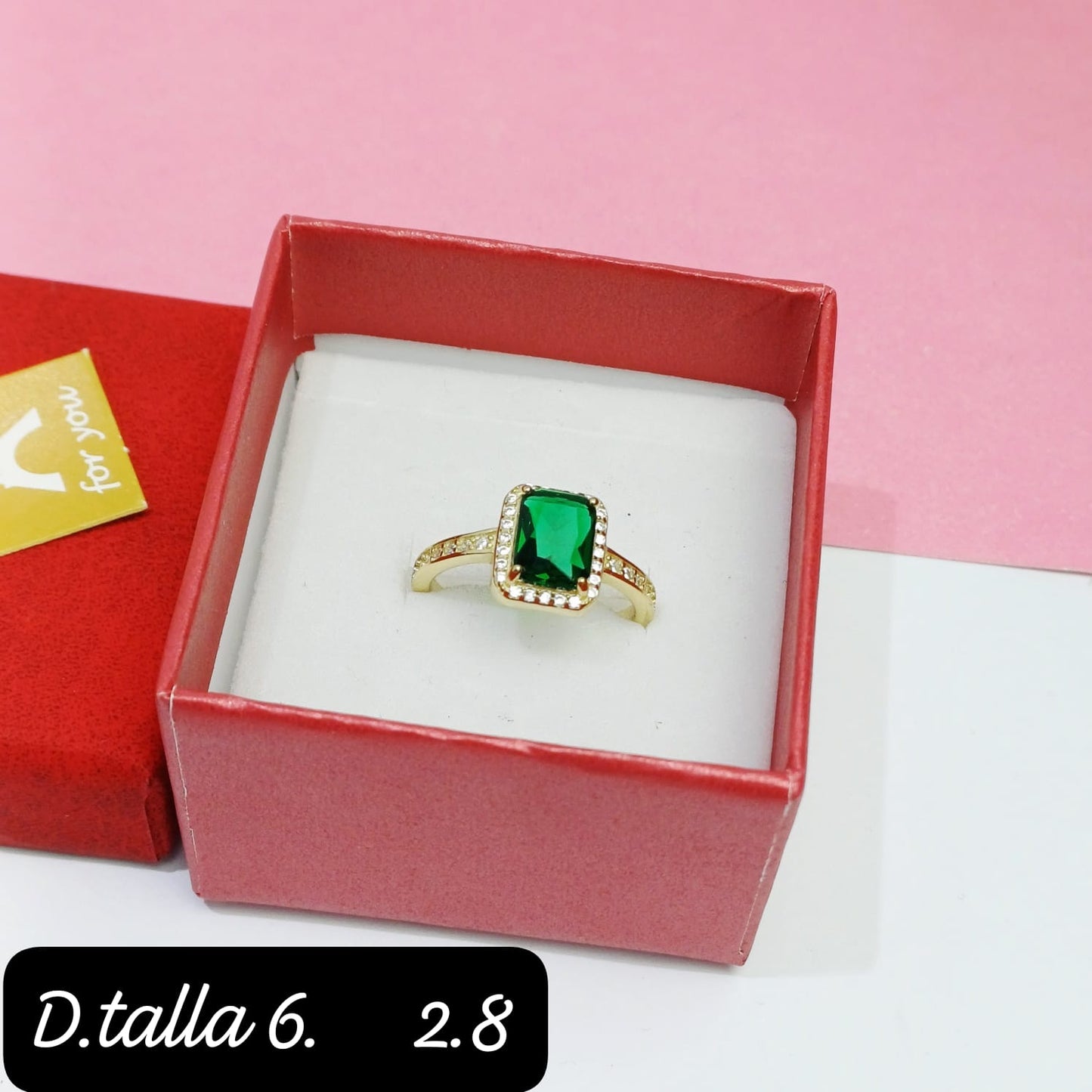 Anillo cuadrado verde | 6 US
