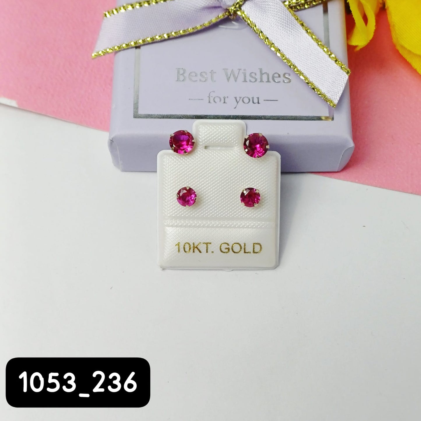 Arete de teléfono color fucsia | 10k