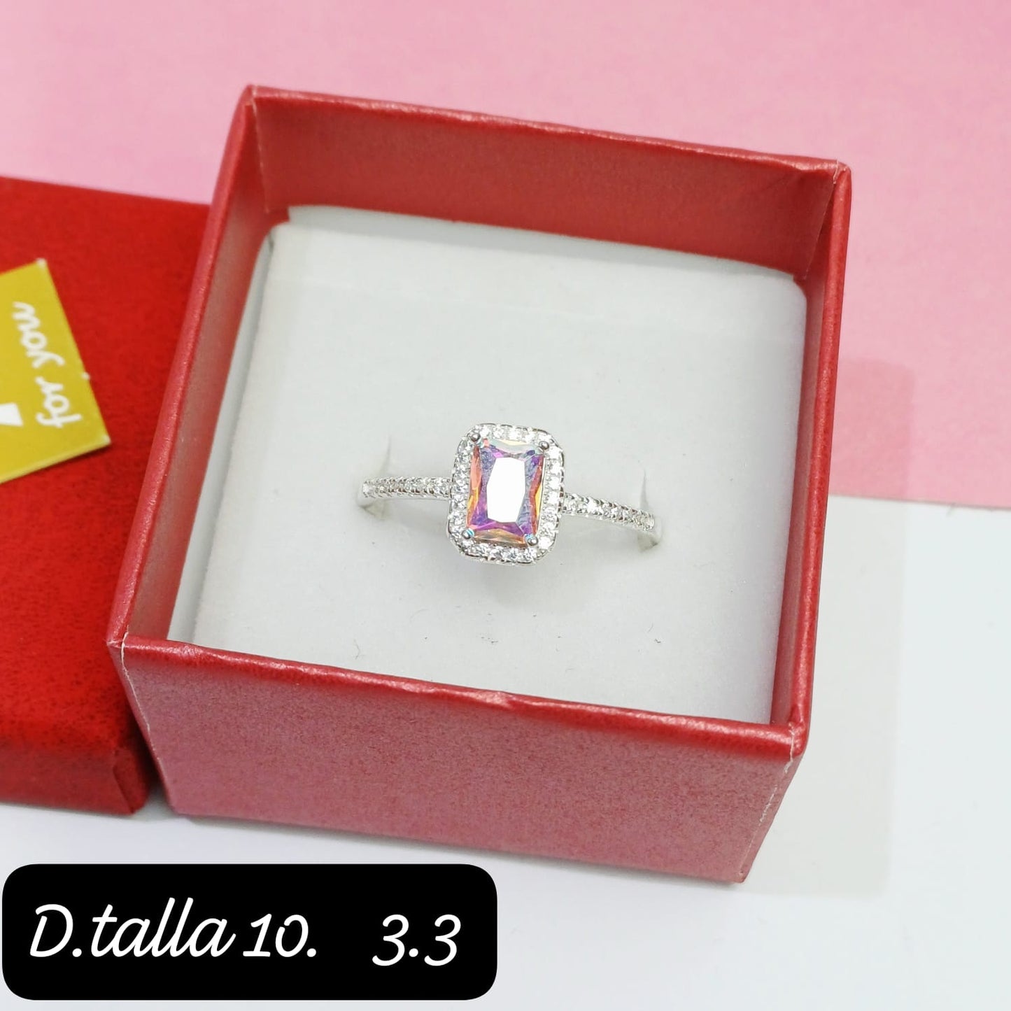 Anillo rectangular tornasol | 10 US