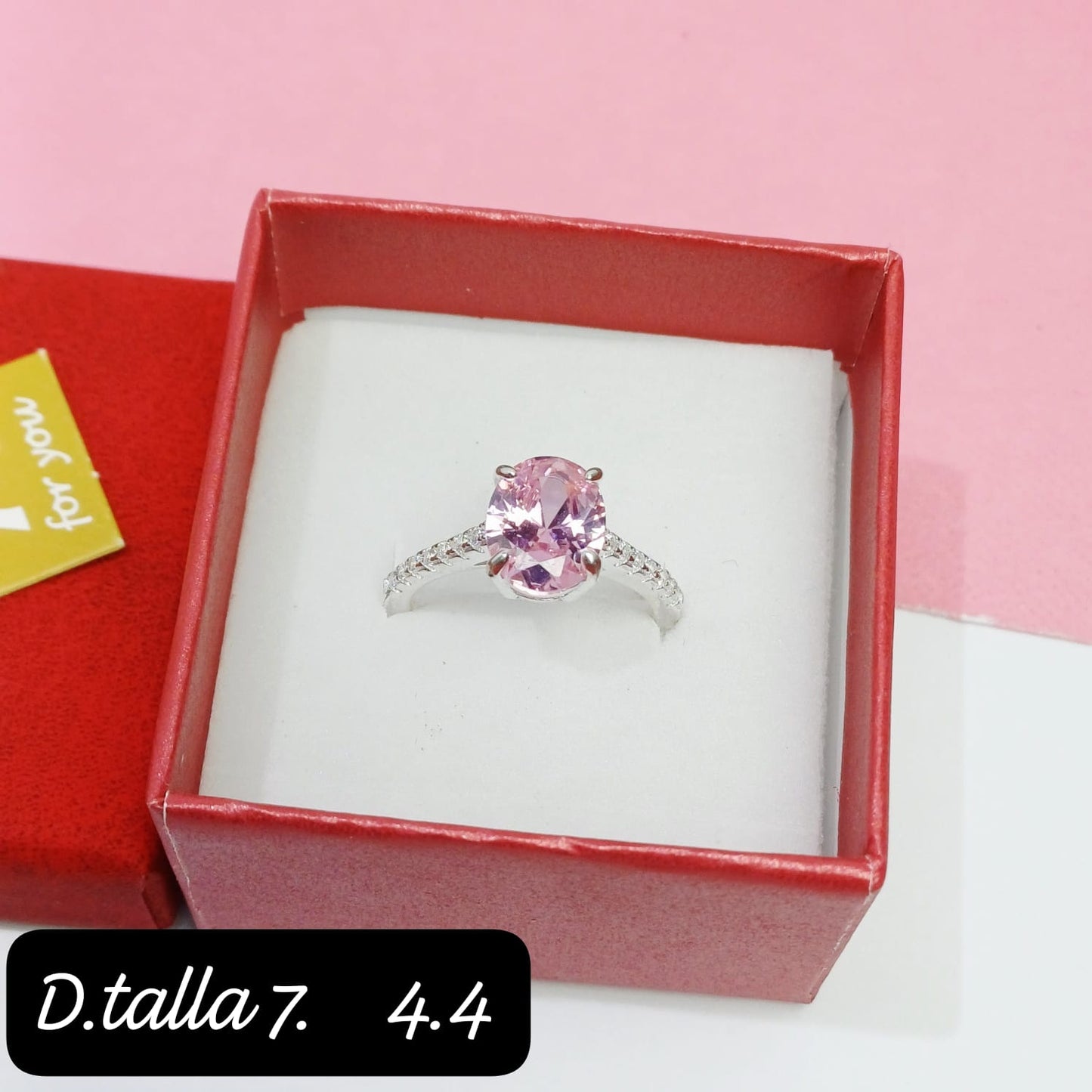 Anillo de piedra rosada | 7 US