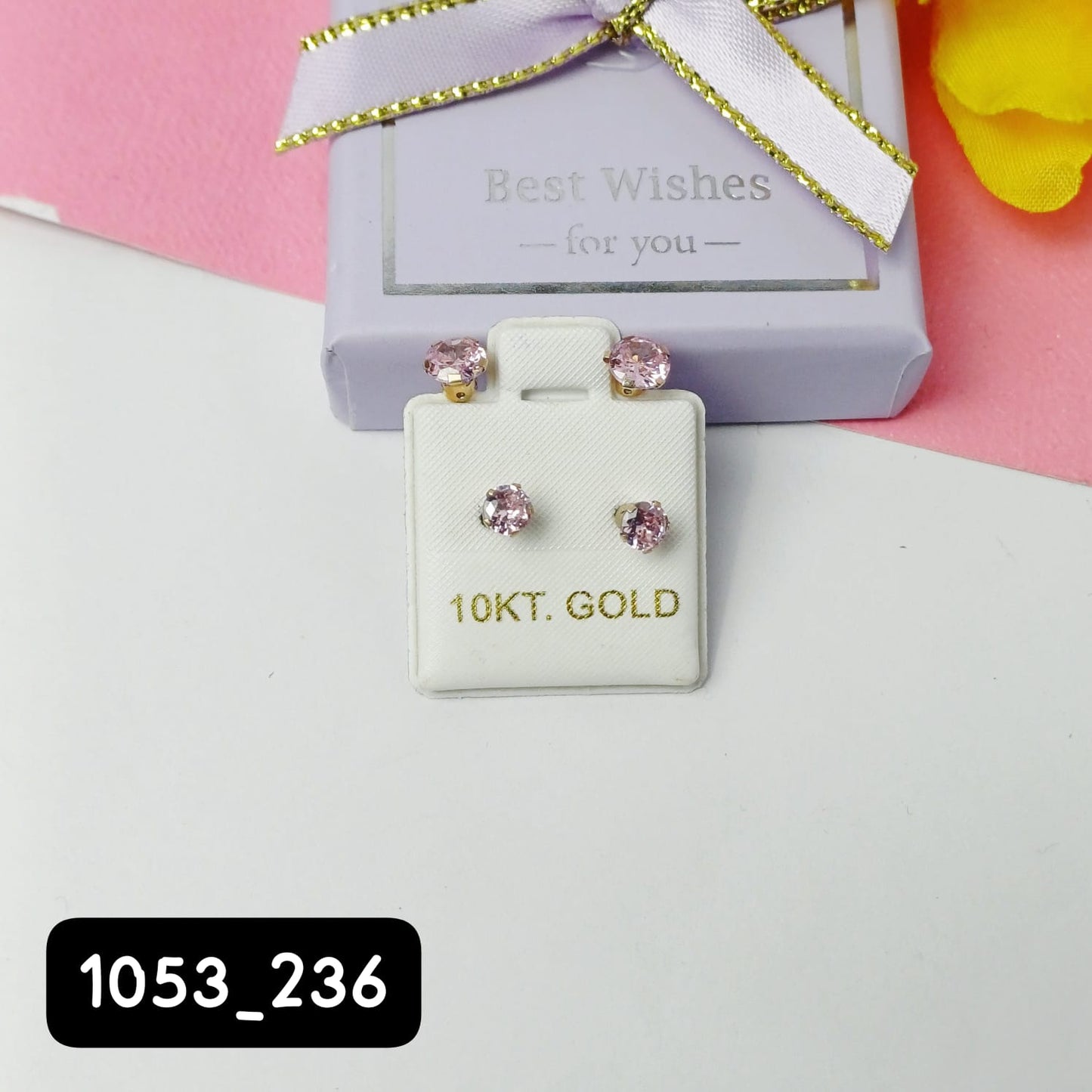 Arete de teléfono color rosado | 10k