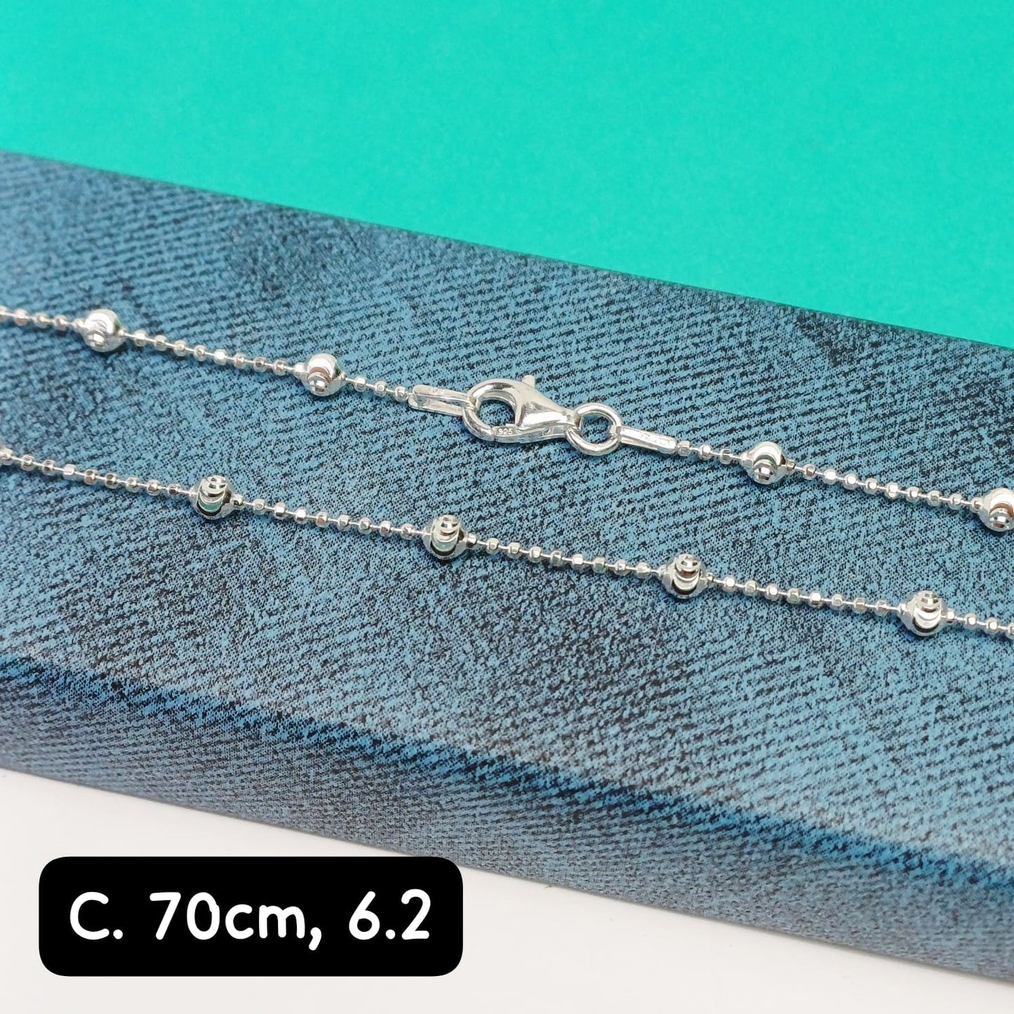 Cadena eslabón con bolitas | 70 cm - 1 mm