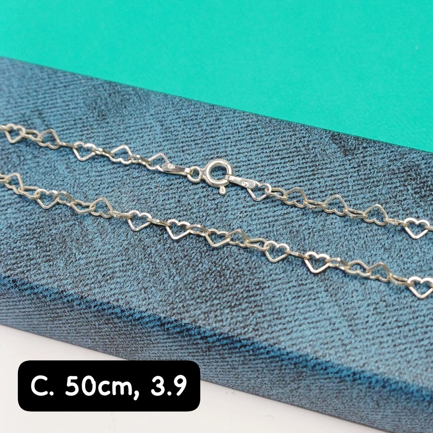 Cadena eslabón de corazón | 50 cm - 2 mm