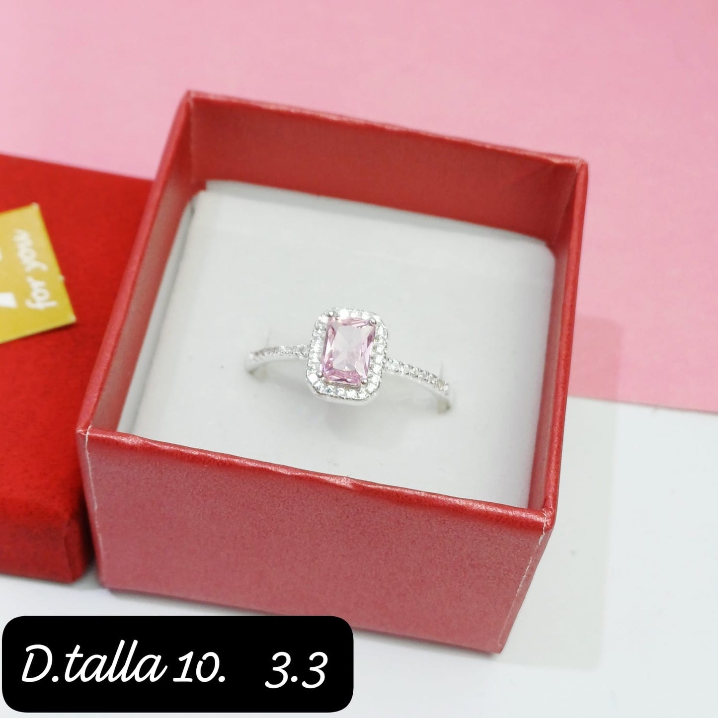 Anillo rectangular rosado | 10 US