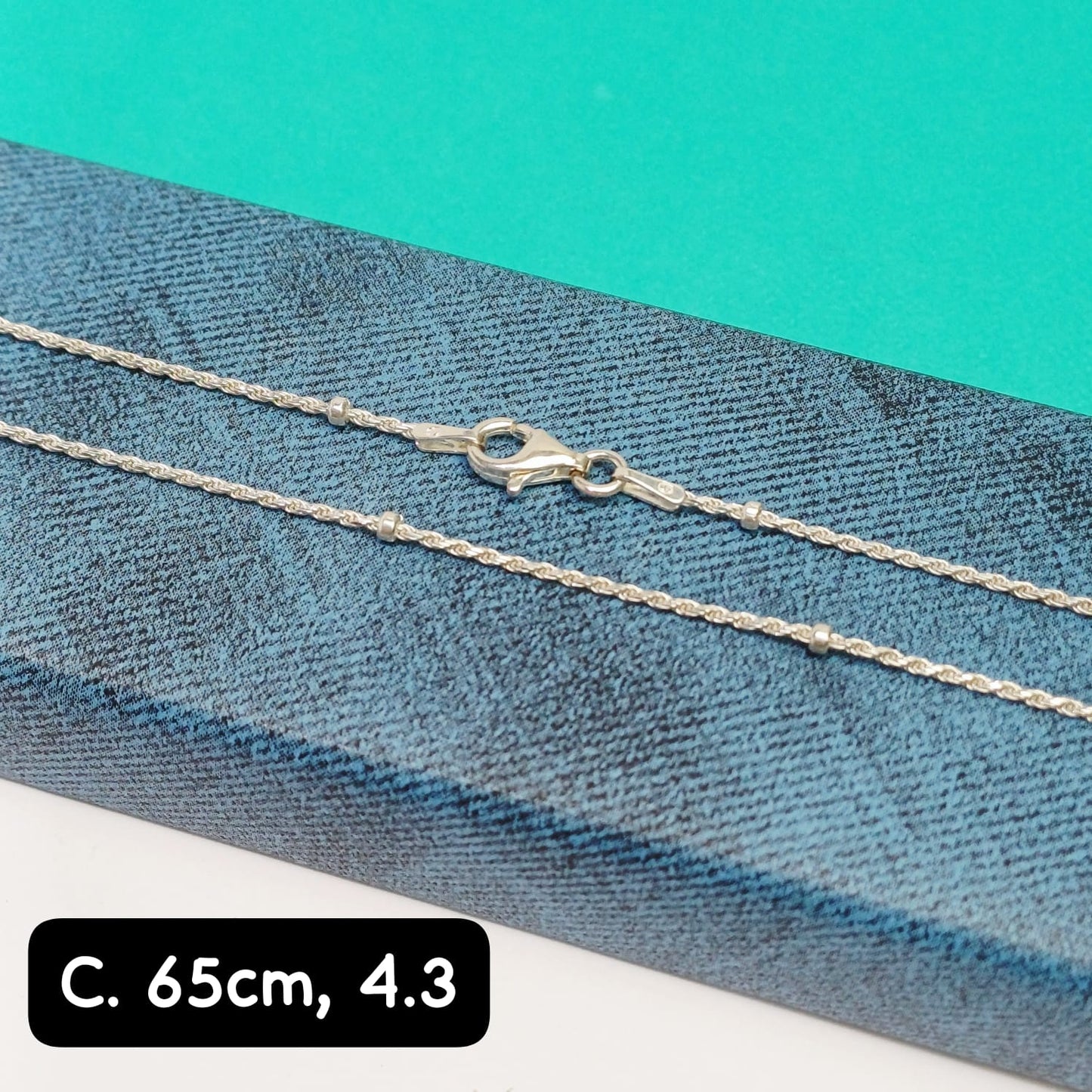 Cadena eslabón lacito con bolita | 65 cm - 1 mm