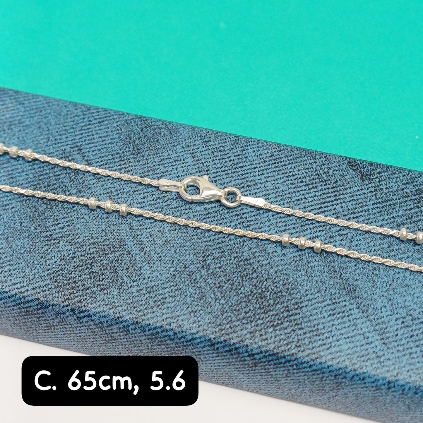 Cadena eslabón Lacito con bolitas | 65 cm - 1 mm