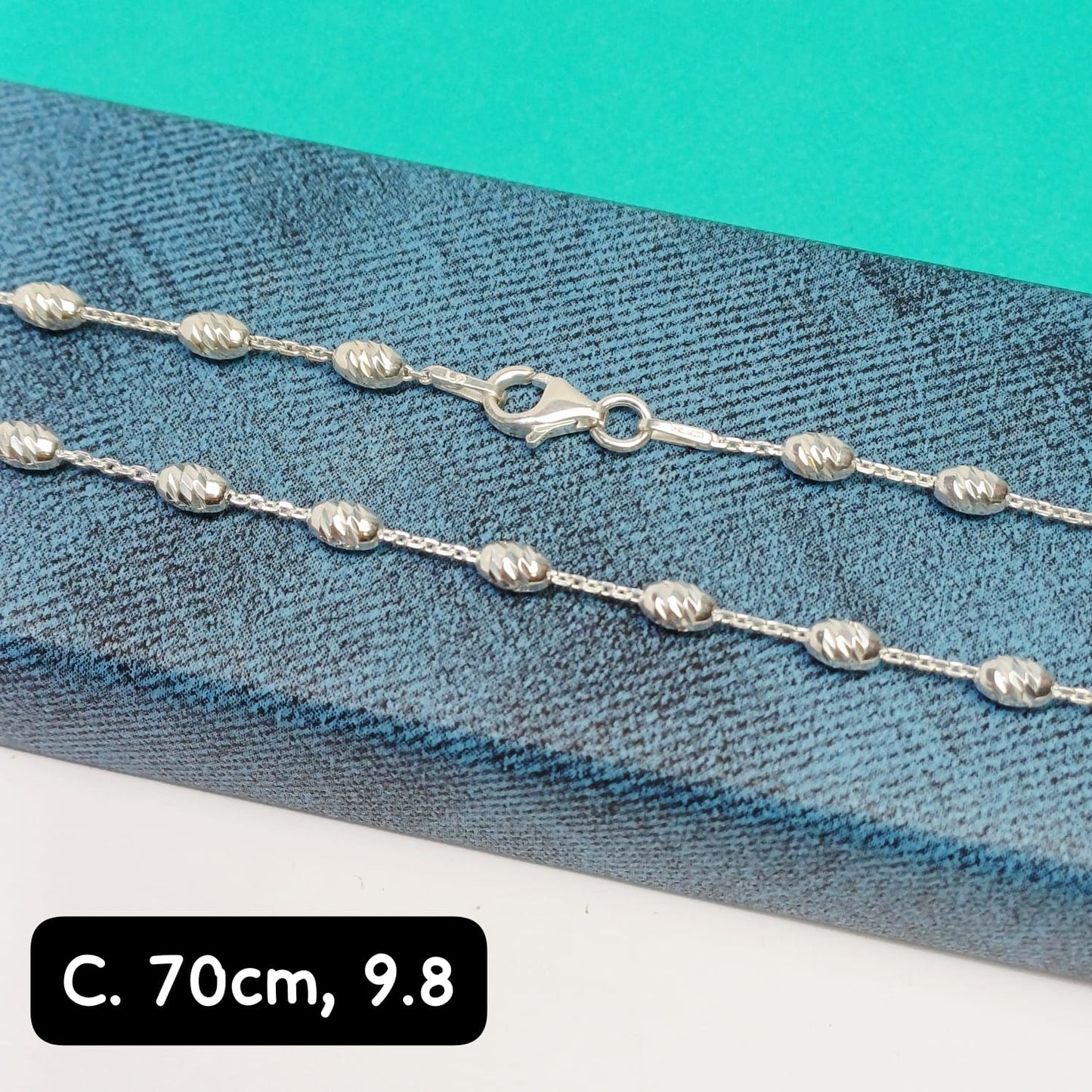 Cadena eslabón con bolitas | 70 cm - 1 mm