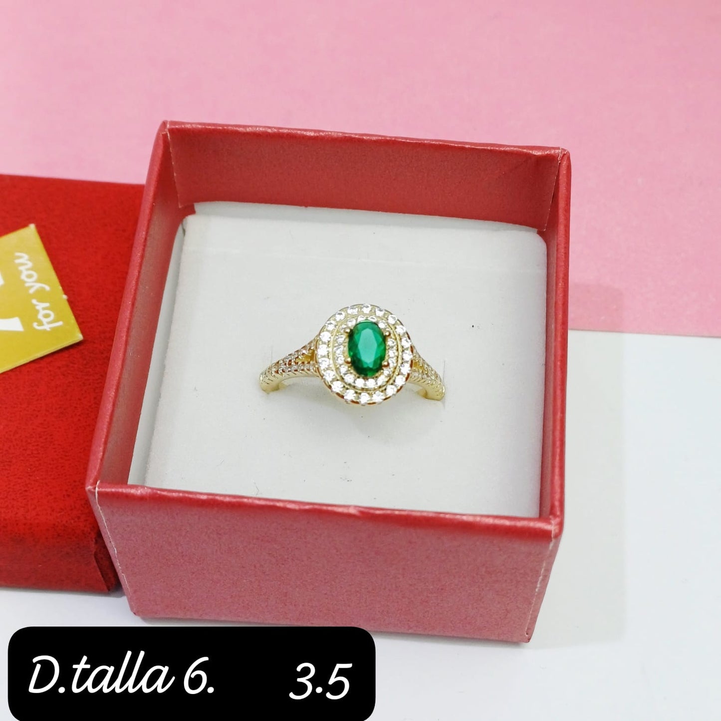 Anillo ovalado verde| 6 US