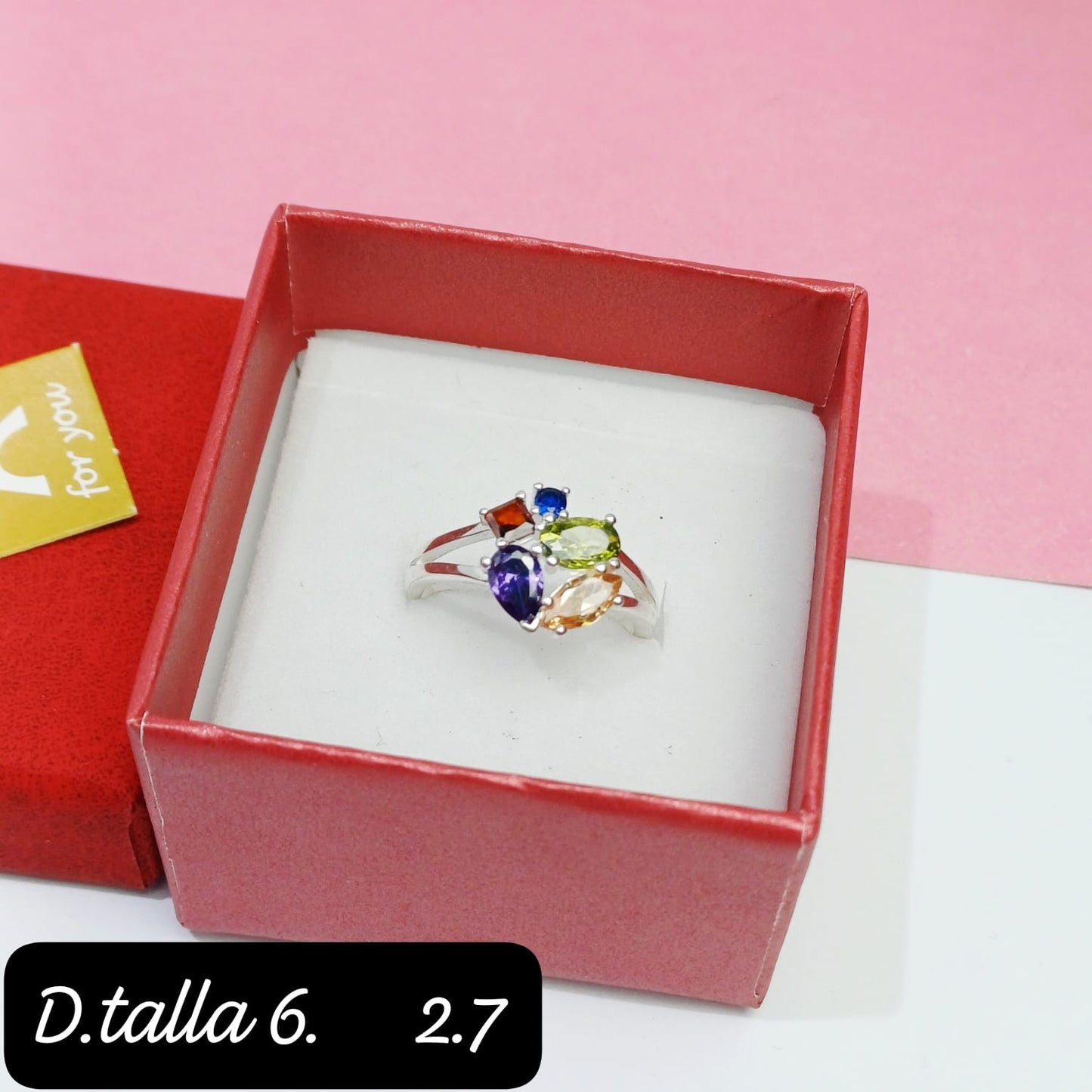 Anillo casual multicolor| 6 US