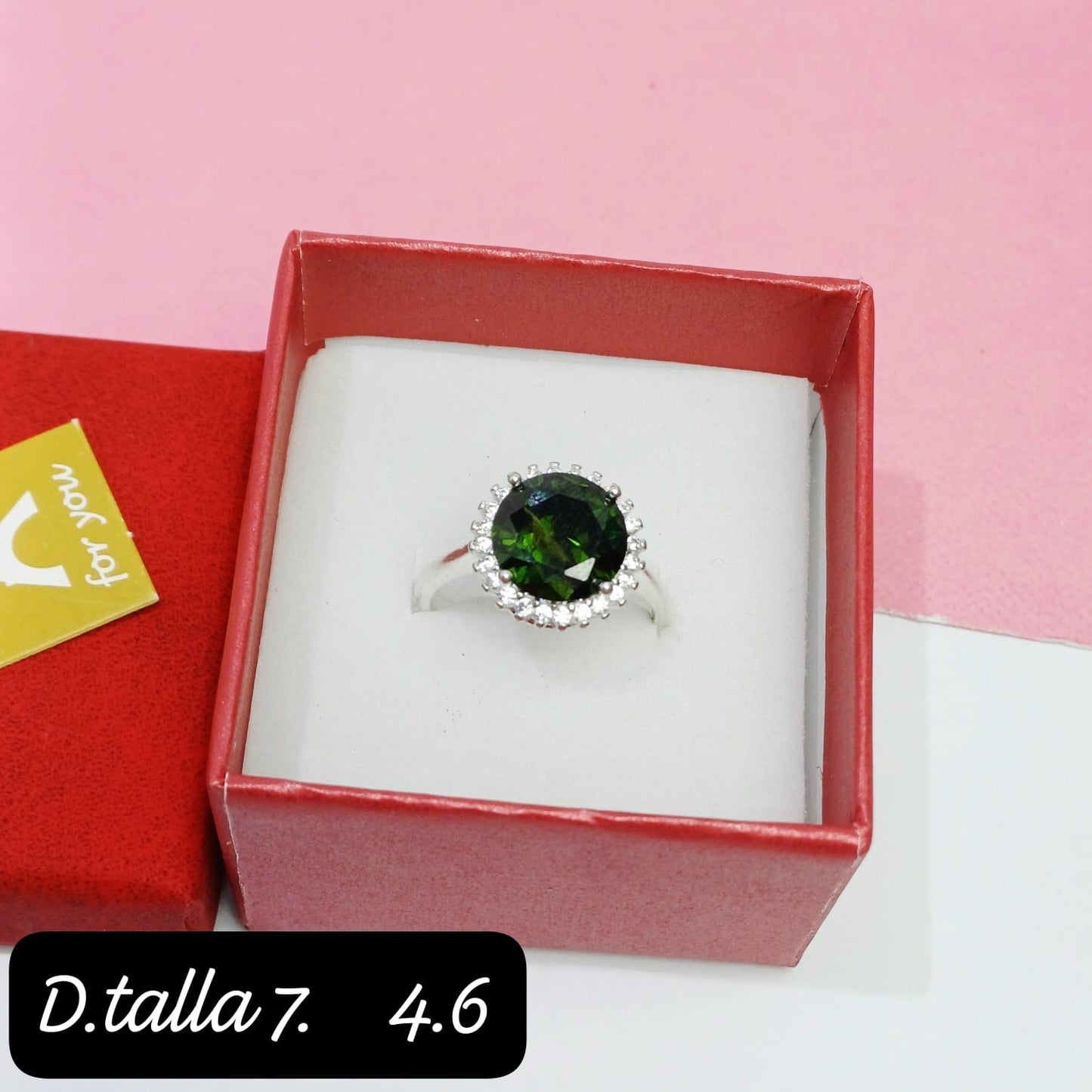 Anillo redondo verde musgo| 7 US