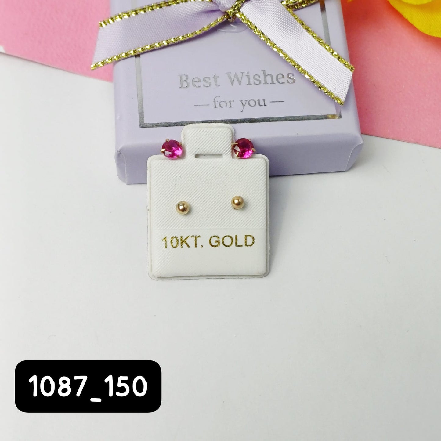 Arete de teléfono color fucsia| 10k