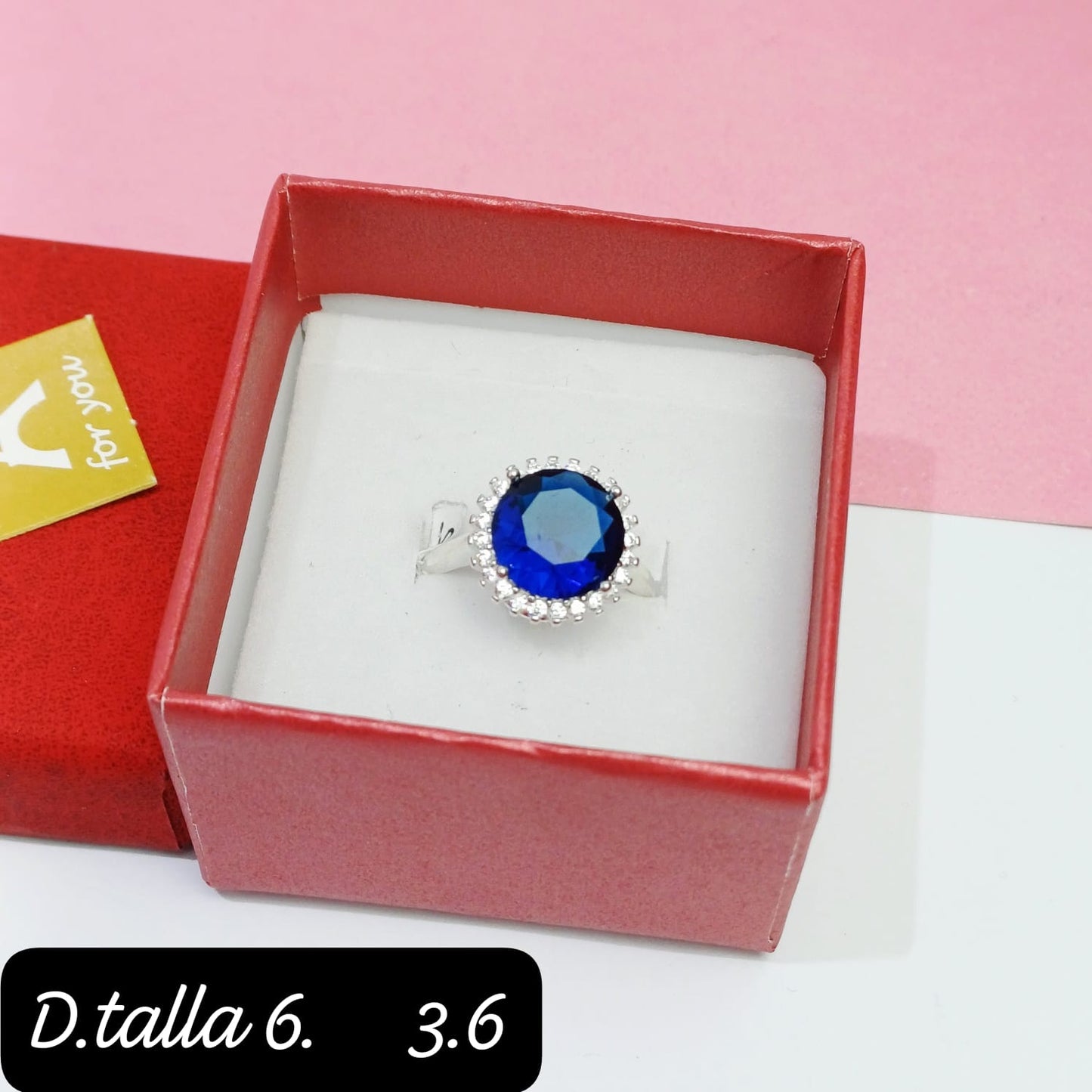 Anillo redondo azul | 6 US