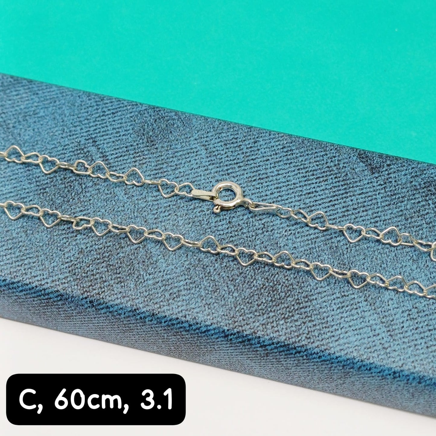 Cadena eslabón de corazones| 60 cm - 2 mm