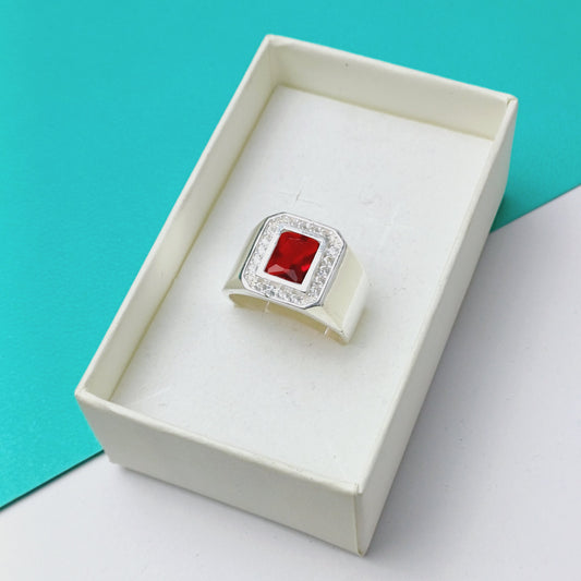 PDA165 - Anillo con zirconia roja | 9.5 US