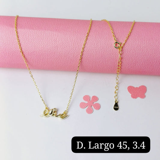 gargantilla de love | 45cm - 1mm|baño en plata amarilla