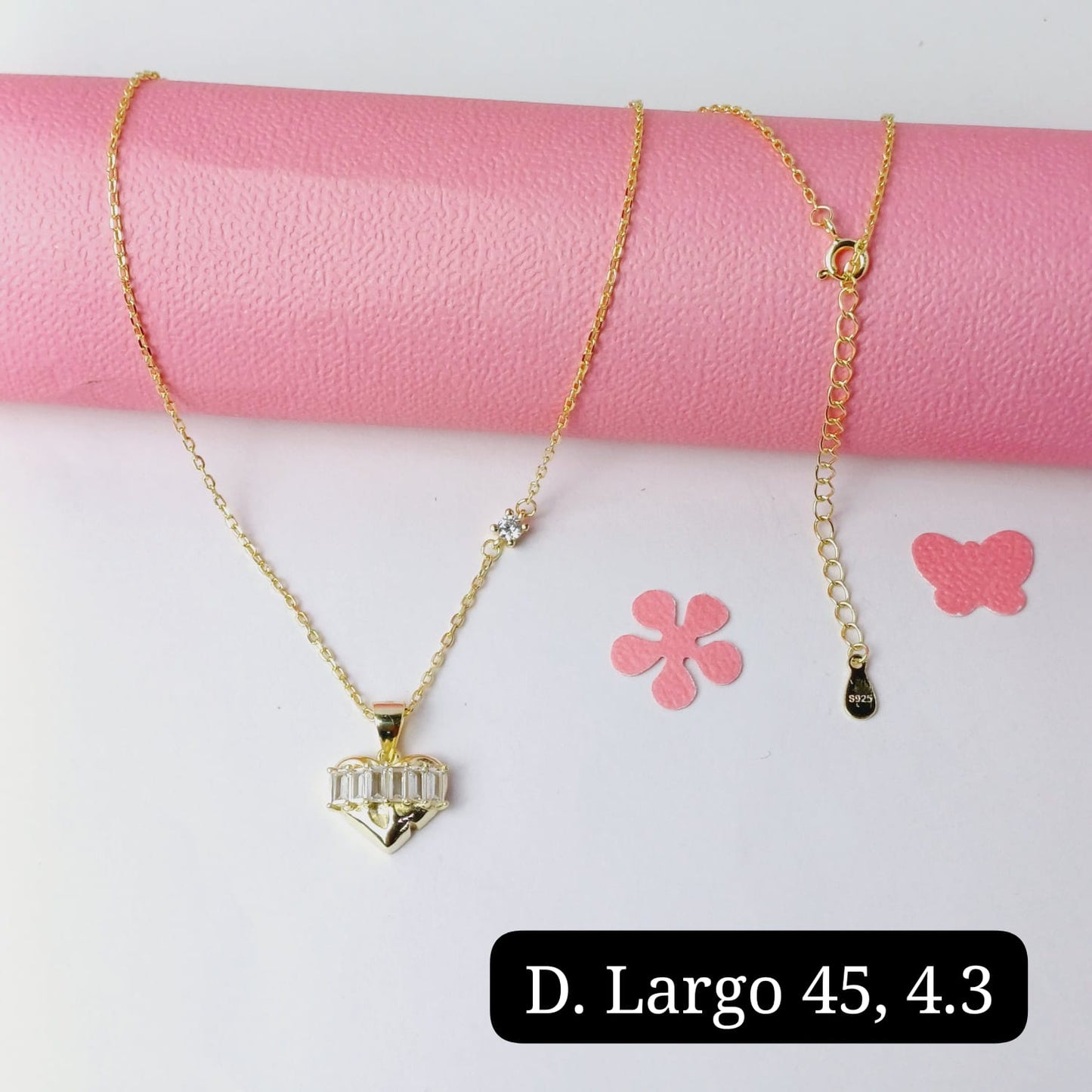Gargantilla de corazón | 45cm - 1mm|baño en plata amarilla