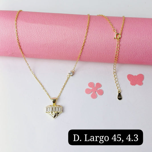 Gargantilla de corazón | 45cm - 1mm|baño en plata amarilla