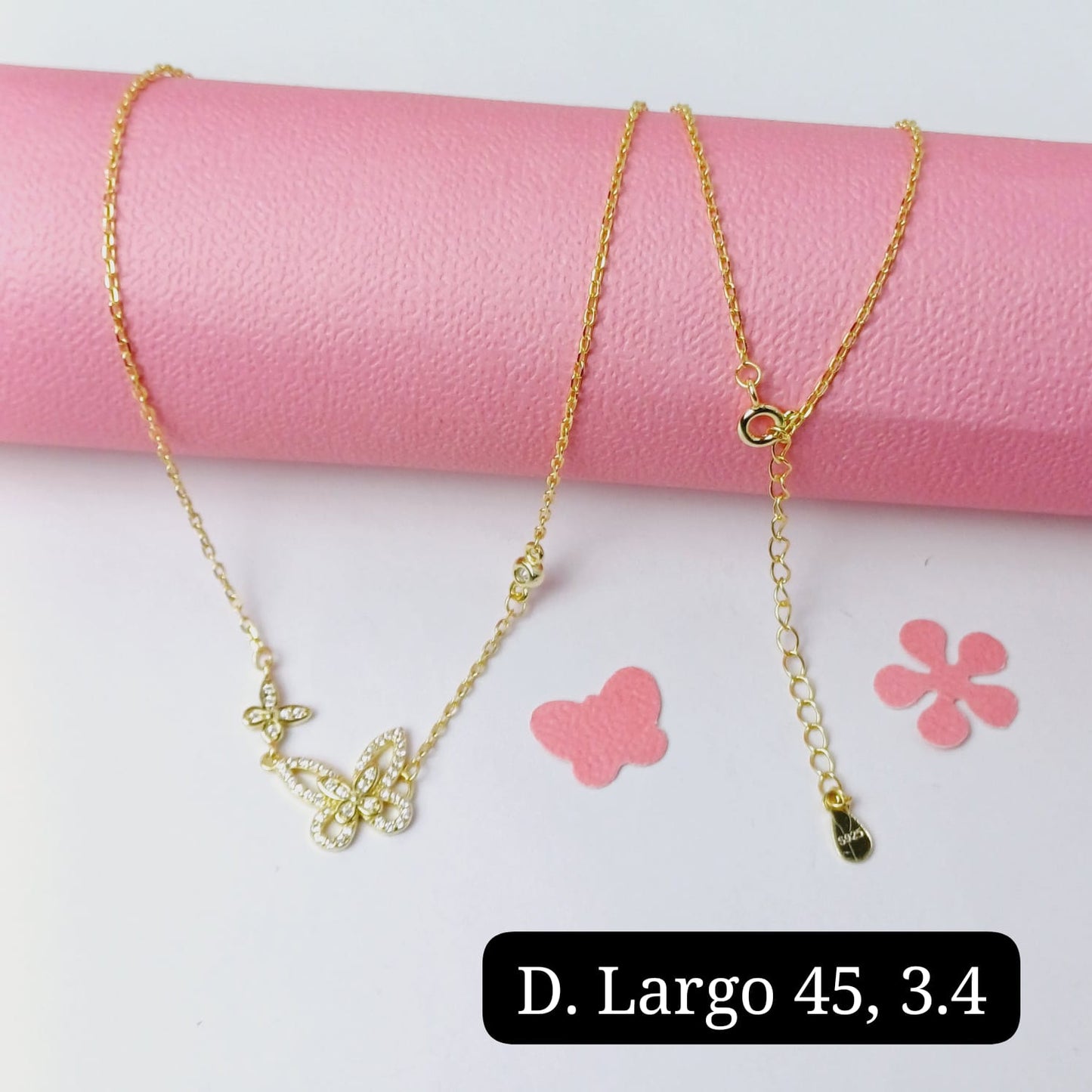 Gargantilla de mariposa | 45cm - 1mm|baño en plata amarilla