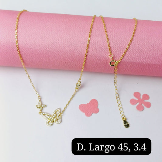 Gargantilla de mariposa | 45cm - 1mm|baño en plata amarilla