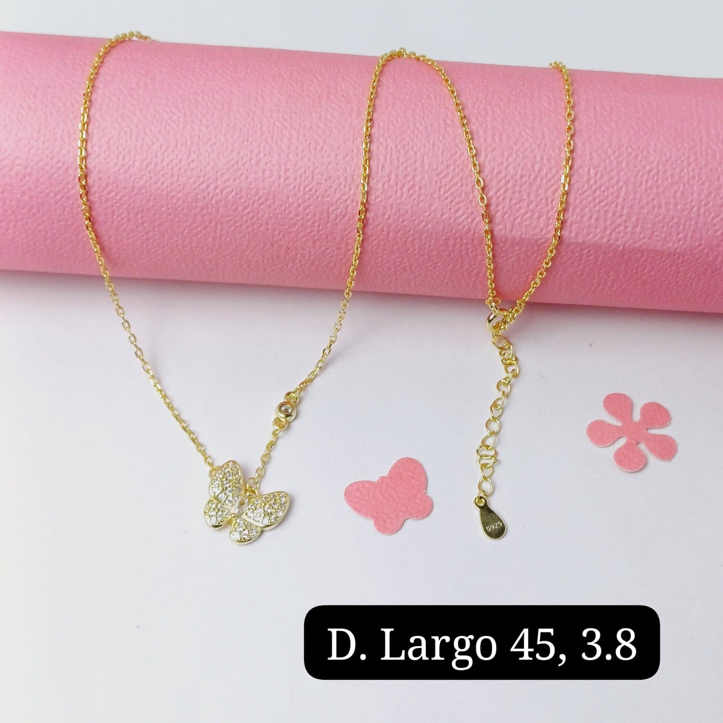 Gargantilla de mariposa | 45cm - 1mm|baño en plata amarilla