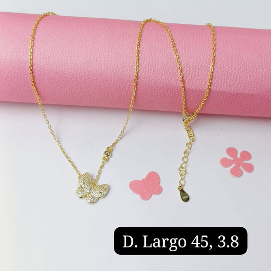 Gargantilla de mariposa | 45cm - 1mm|baño en plata amarilla