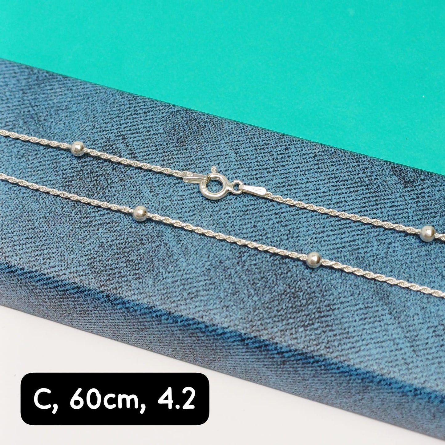 Cadena eslabón Lacito con bolita| 60 cm -  1 mm