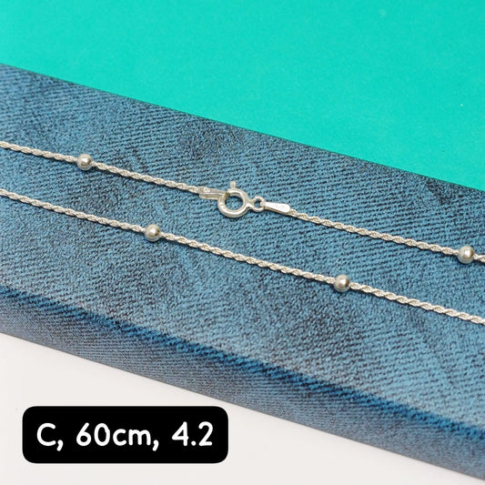 Cadena eslabón Lacito con bolita| 60 cm -  1 mm