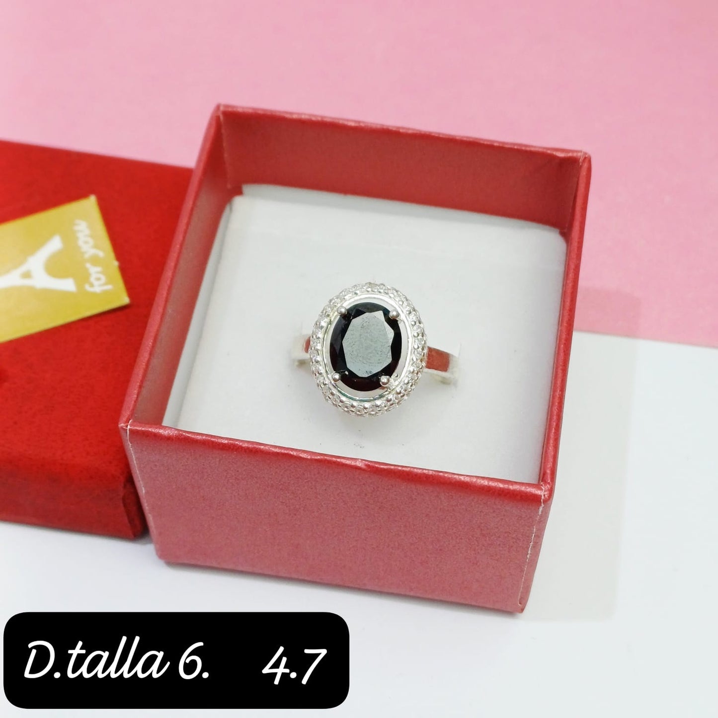 Anillo ovalado  negro| 6 US