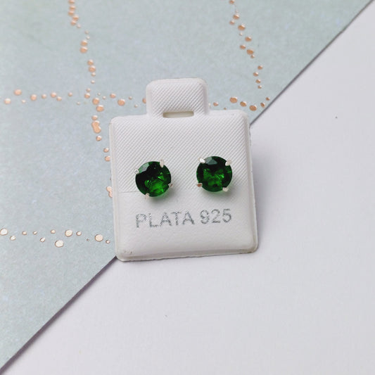 P1096_38 - aretes de broquel zirconia verde esmeralda.