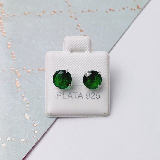 P1097_41 - aretes de broquel zirconia verde esmeralda.