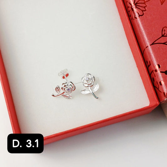 Arete pegado de rosa lila