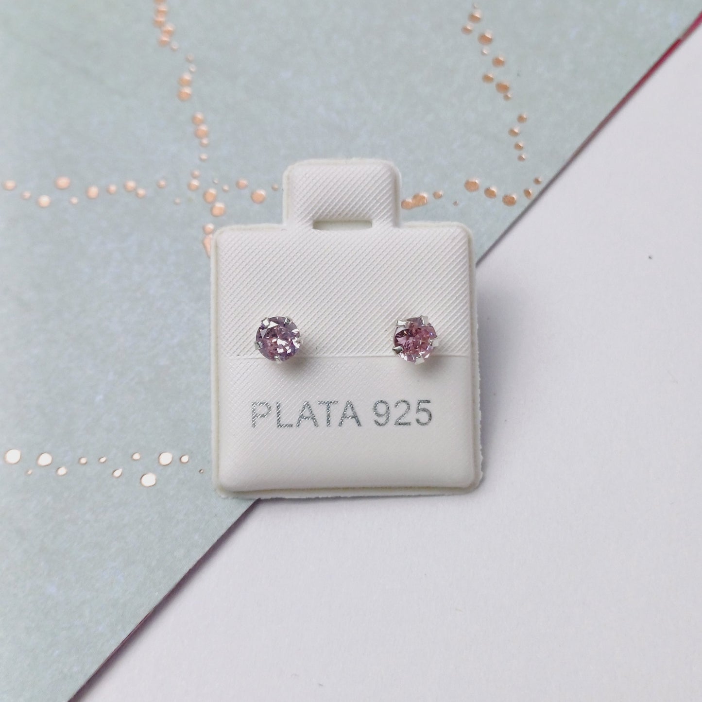 P1046_27 - aretes de broquel zirconia rosado .