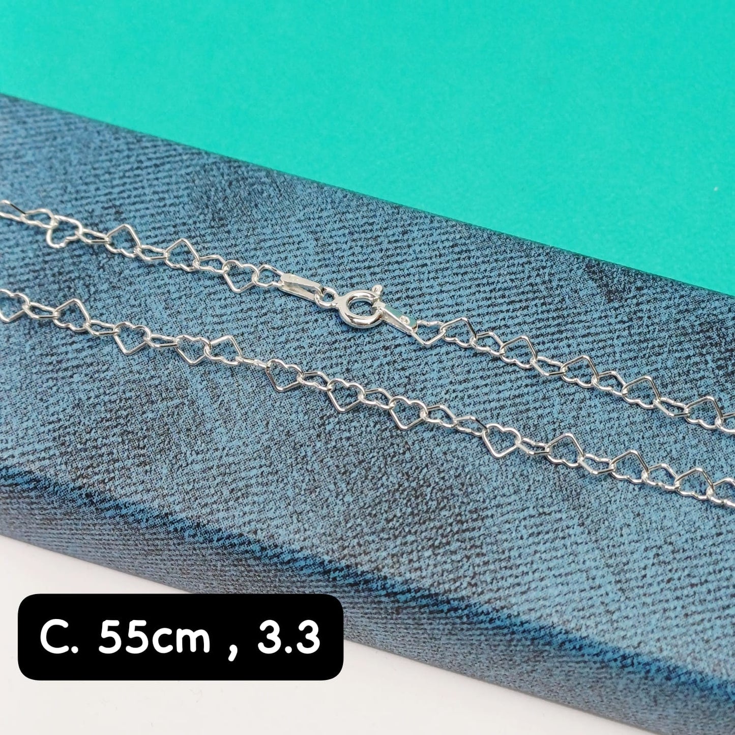 Cadena eslabón de corazón| 55 cm - 2 mm