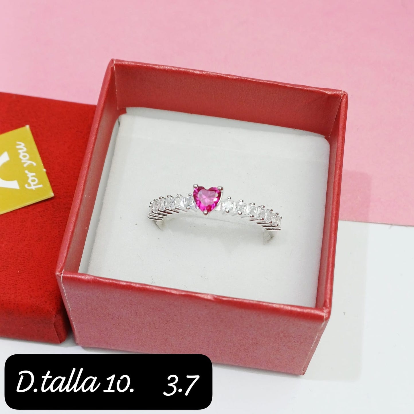 Anillo de corazón fucsia | 10 US