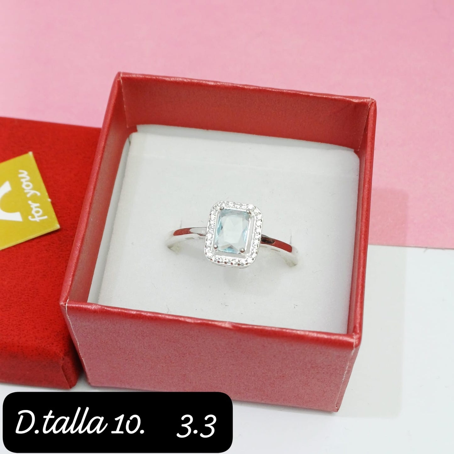 Anillo rectangular celeste | 10 US