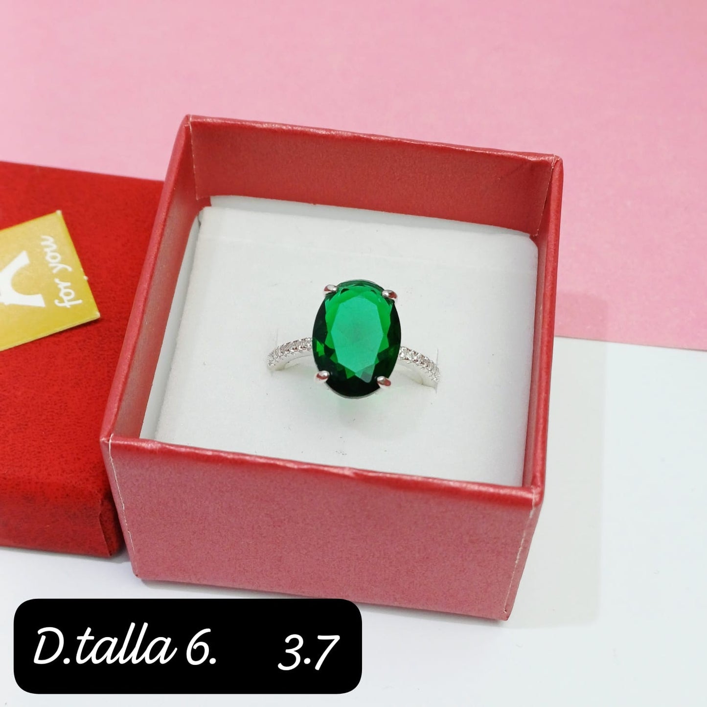 Anillo ovalado verde | 6 US