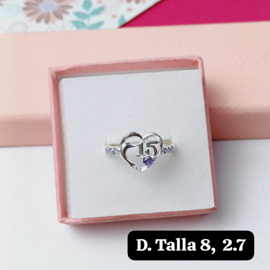 PDA65 - Anillo de 15 años tornasol  | 8 US