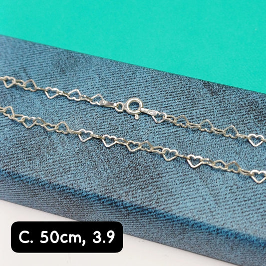 Cadena eslabón de corazón | 50 cm - 2 mm
