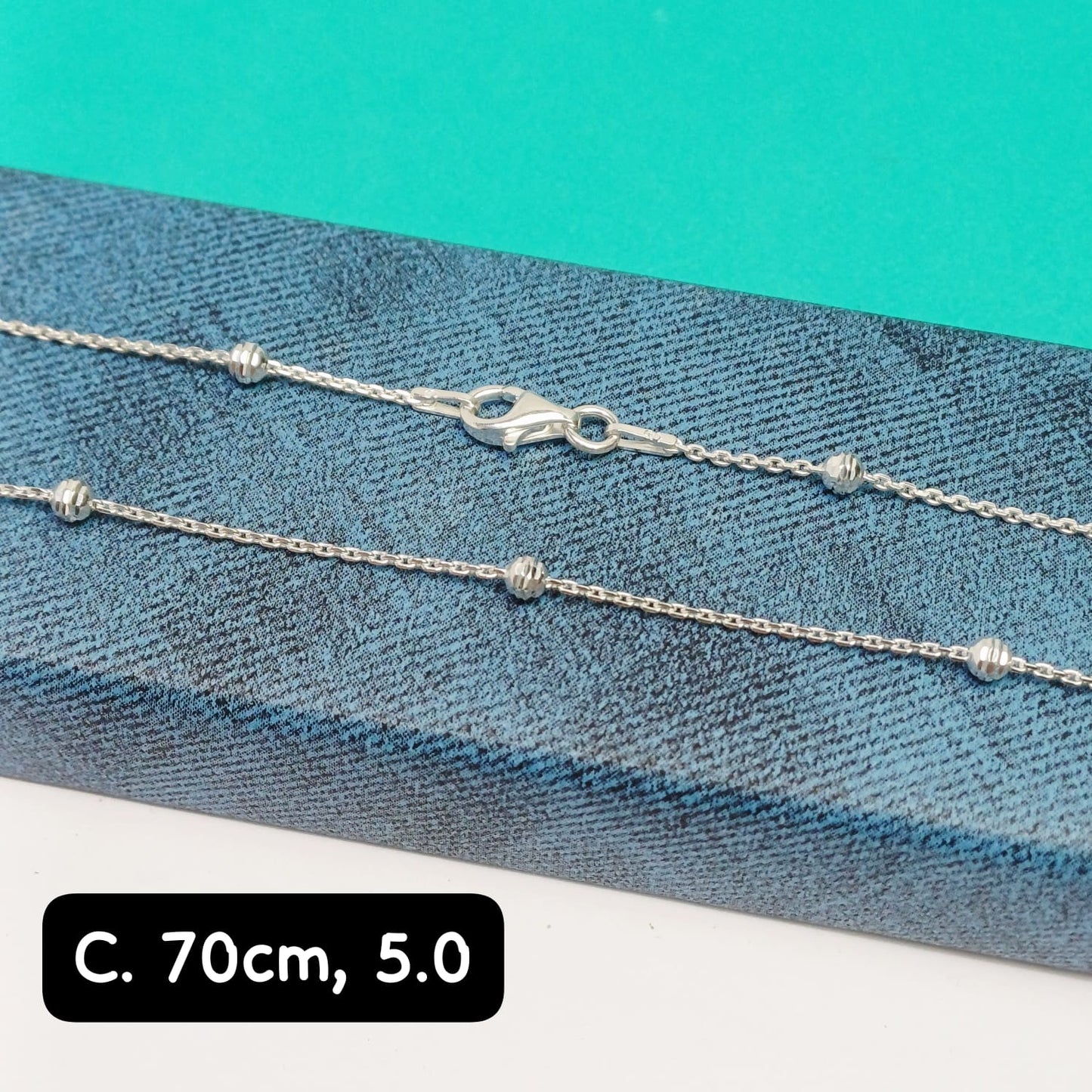 Cadena eslabón con bolitas | 70 cm - 1 mm