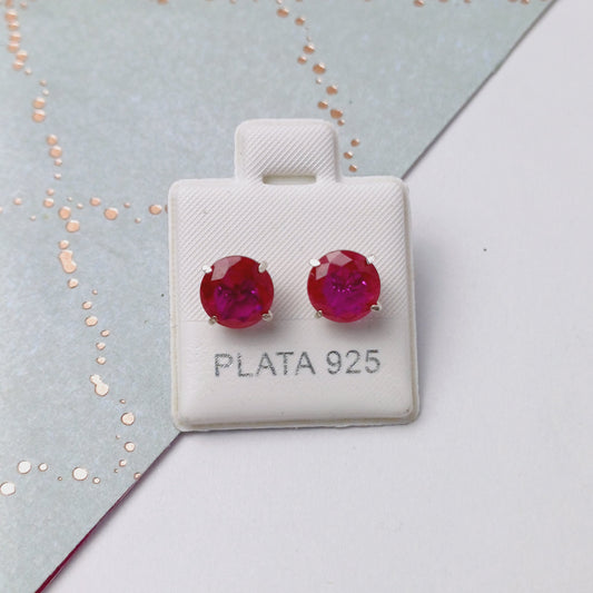 P1097_41 - aretes de broquel zirconia fucsia.