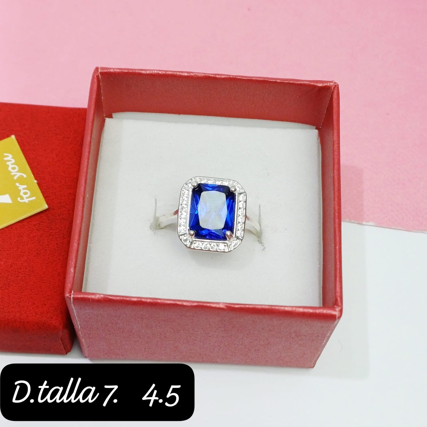 Anillo rectangular azul    | 7 US