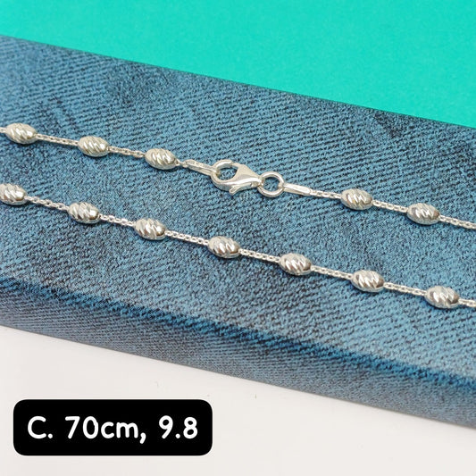 Cadena eslabón con bolitas | 70 cm - 1 mm