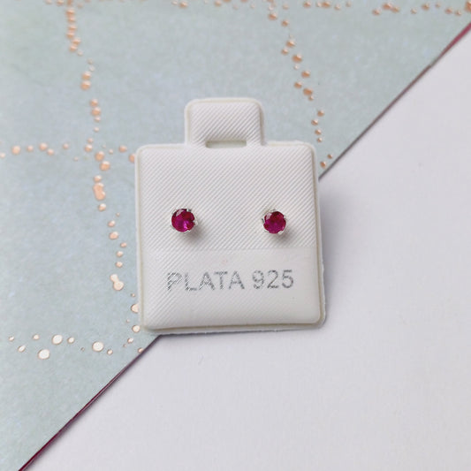 P1042_24 - aretes de broquel zirconia fucsia.