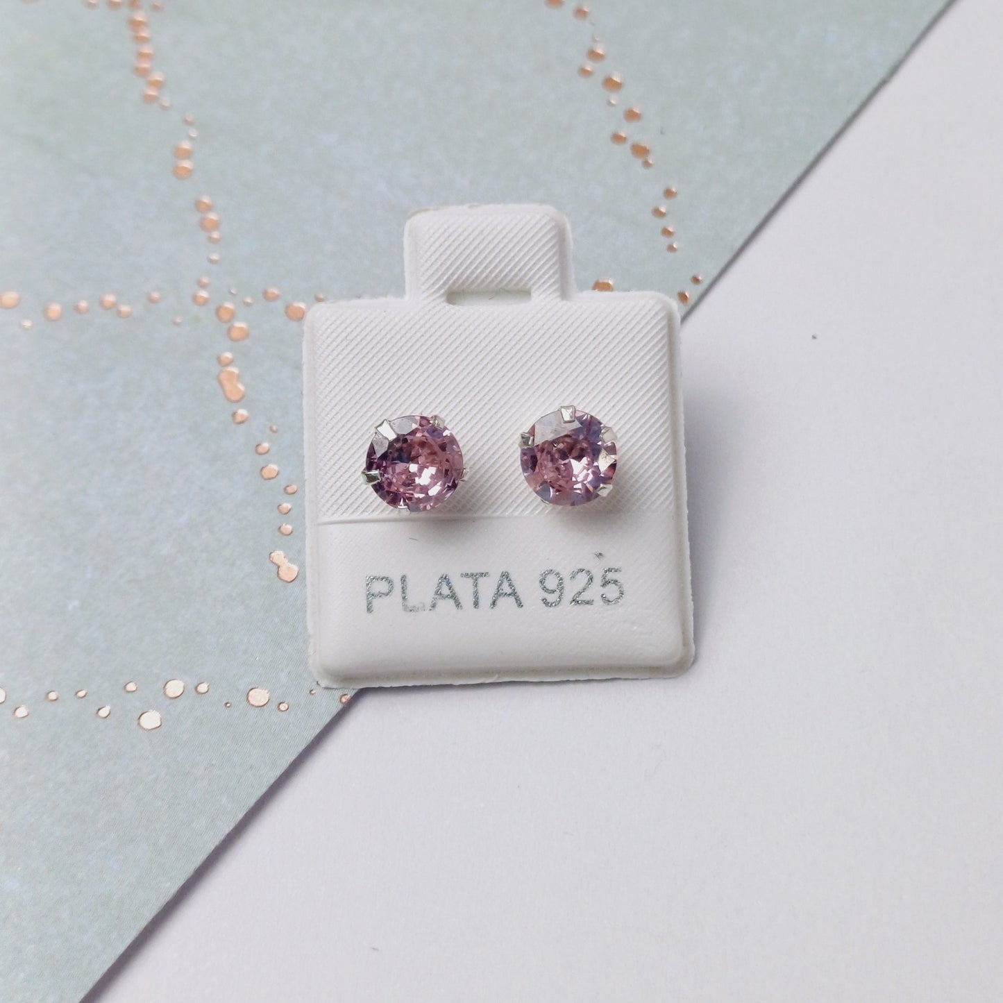 P1054_38 - aretes de broquel zirconia rosada.