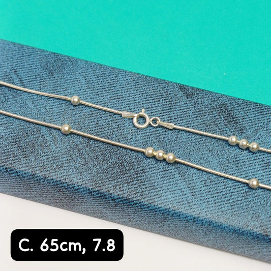 Cadena eslabón Cola de Ratón con bolitas | 65 cm - 1 mm