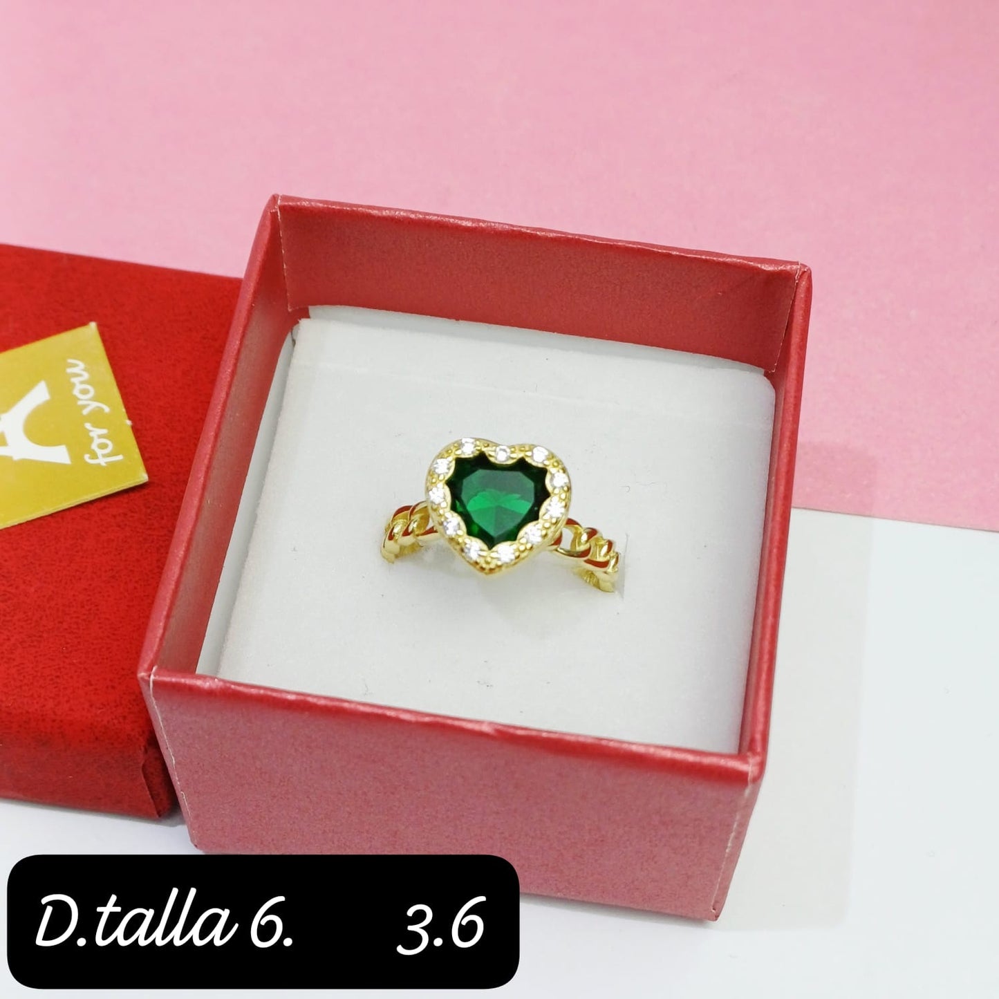 Anillo de corazón verde | 6 US
