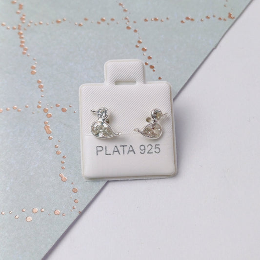 P1098_74  - aretes de broquel de pato con zirconia blanca.