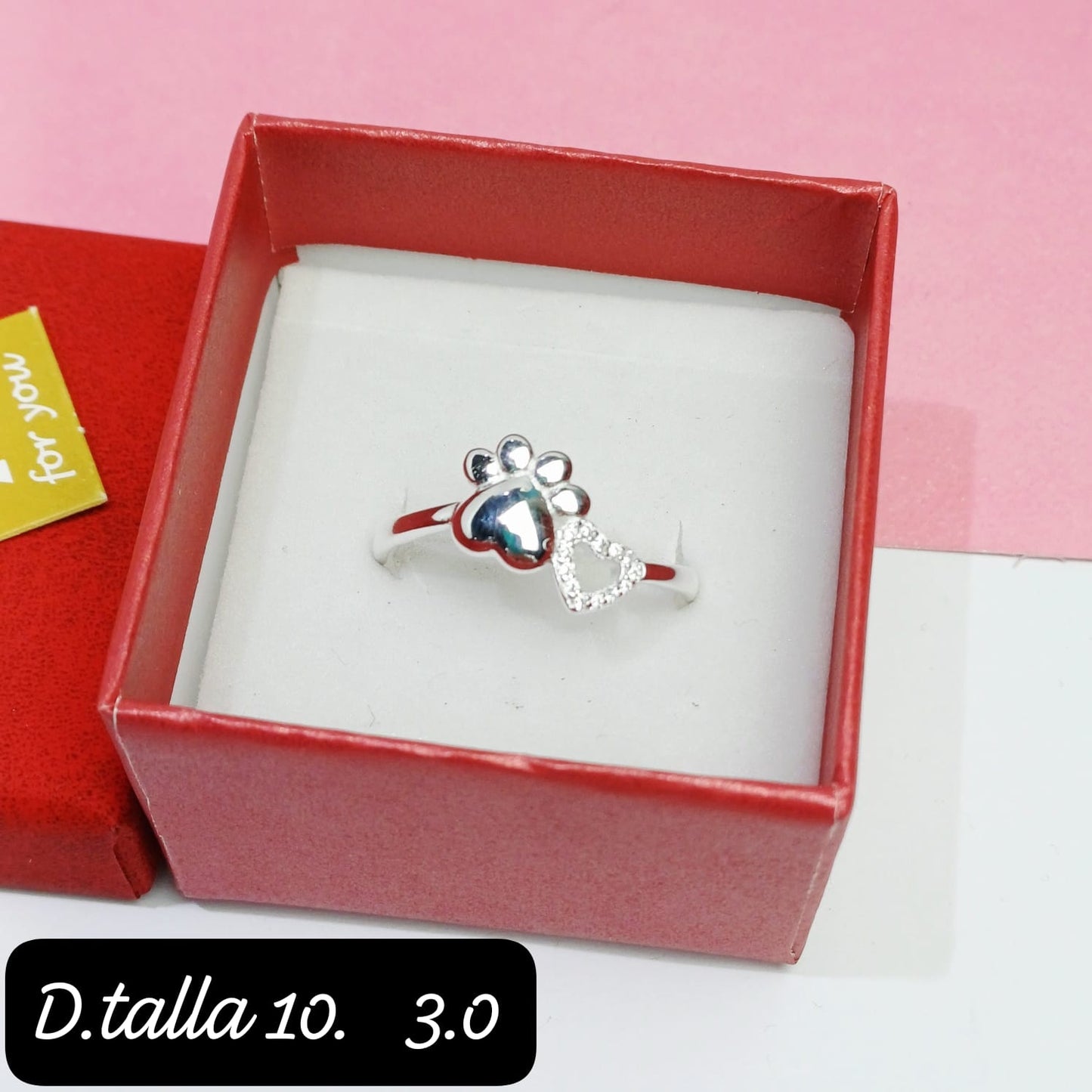 Anillo de huella y corazon | 10 US