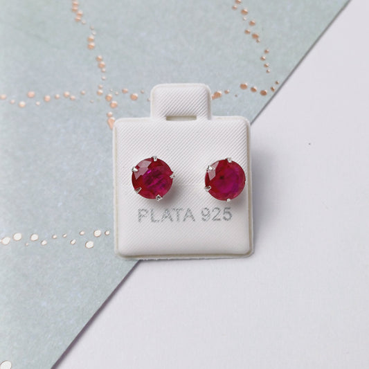 P1055_41 - aretes de broquel zirconia fucsia.